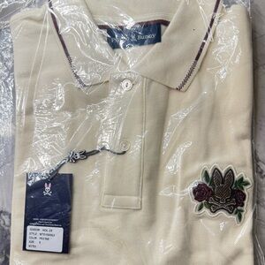 Psycho Bunny Cream Polo Shirt with Embroidered Logo
